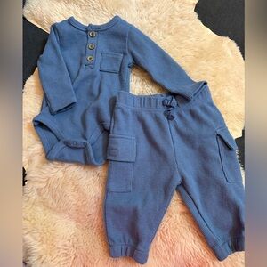 Baby waffle knit set - Blue